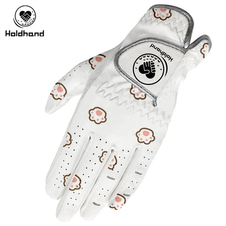 Fashion Pattern Design High Guaranteed Custom Logo PU Cabretta Leather Golf Glove OEM